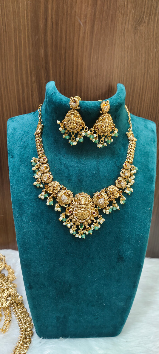 High premium nakshi necklace set with Lakshmi Devi moto