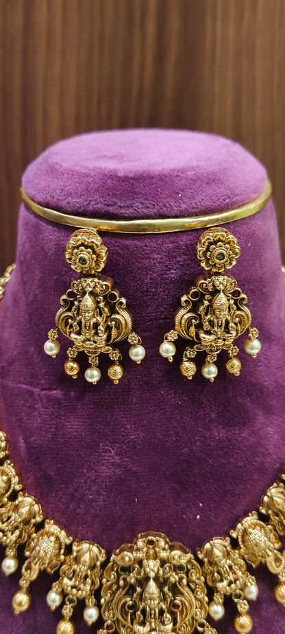 Premium antique nakshi maa Lakshmi Devi necklace set