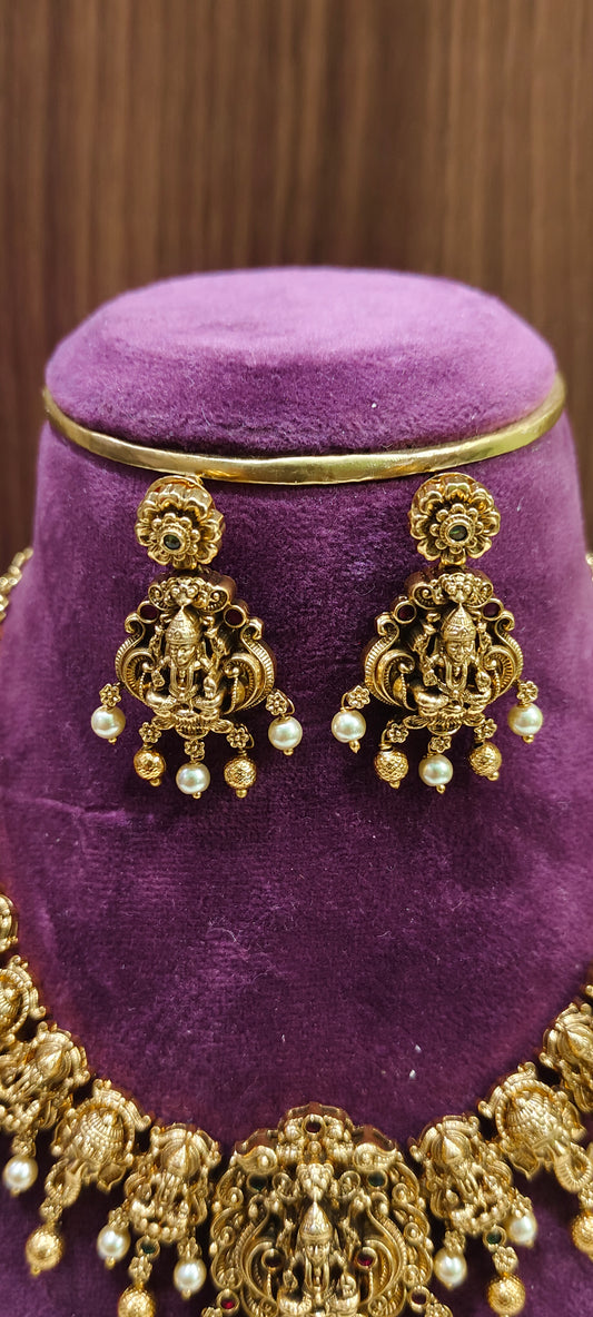 Premium antique nakshi maa Lakshmi Devi necklace set