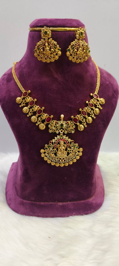 Premium Nakshi Lakshmi Devi necklace set