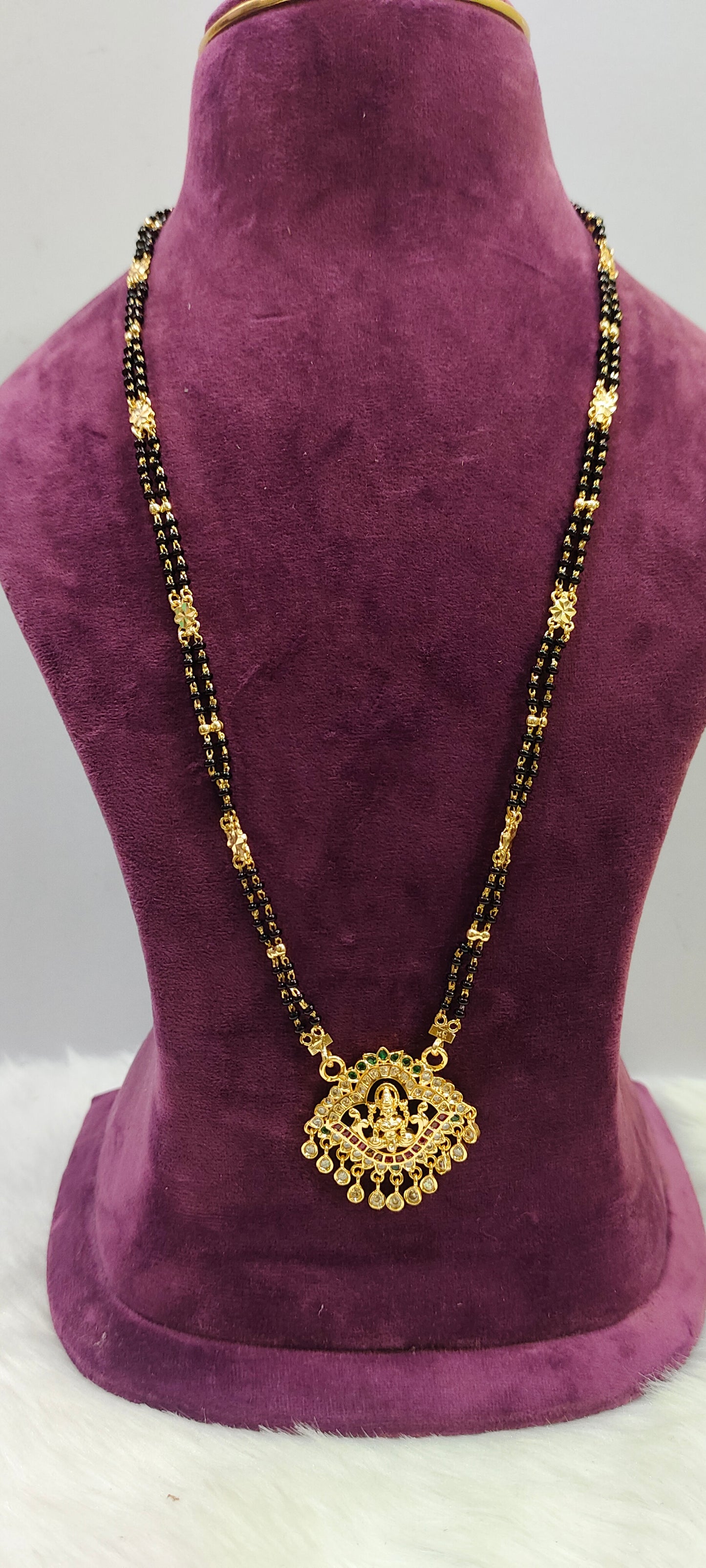 Pure panchaloham pendant with micro 26" length black beads( only pendent panchaloham)