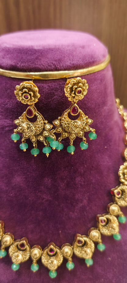 Premium antique nakshi necklace set
