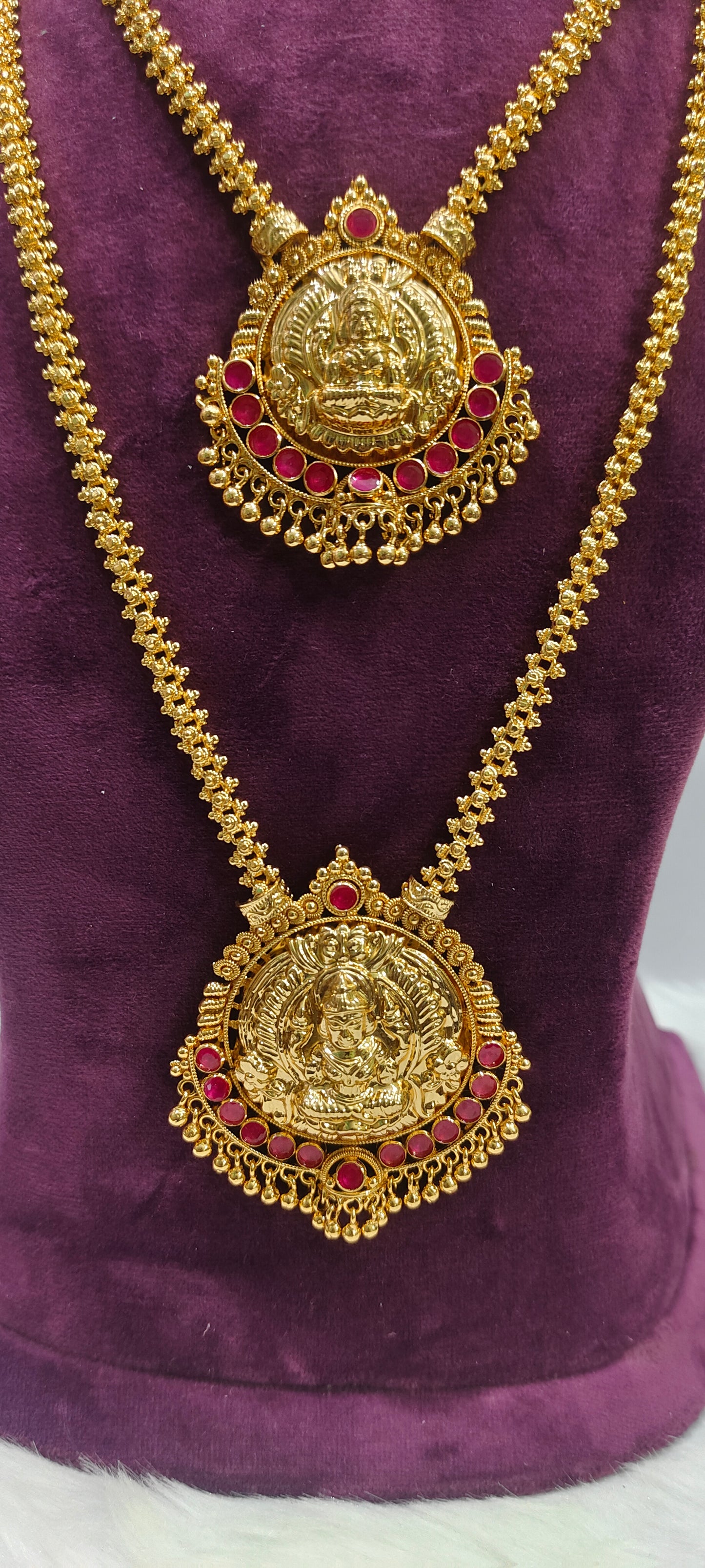 Premium micro gold plated pendent chain 26" length and 20" length pendant chain combo