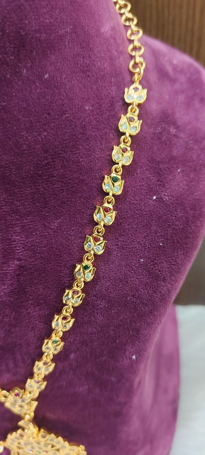 Pure panchaloham vintage look multi colour necklace set