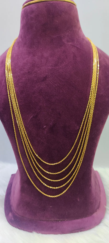 Premium gold look 5 line steps chandraharam