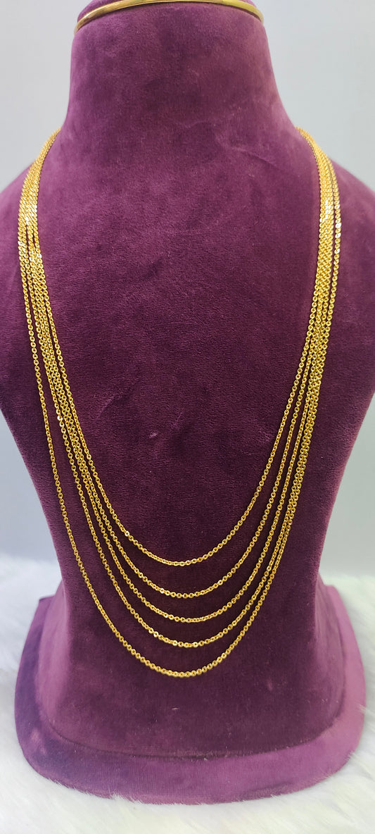 Premium gold look 5 line steps chandraharam