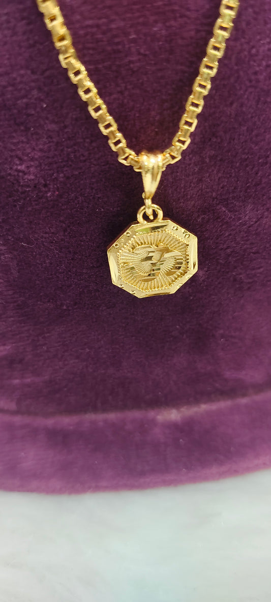 100% gold look om pendant with 18" length chain