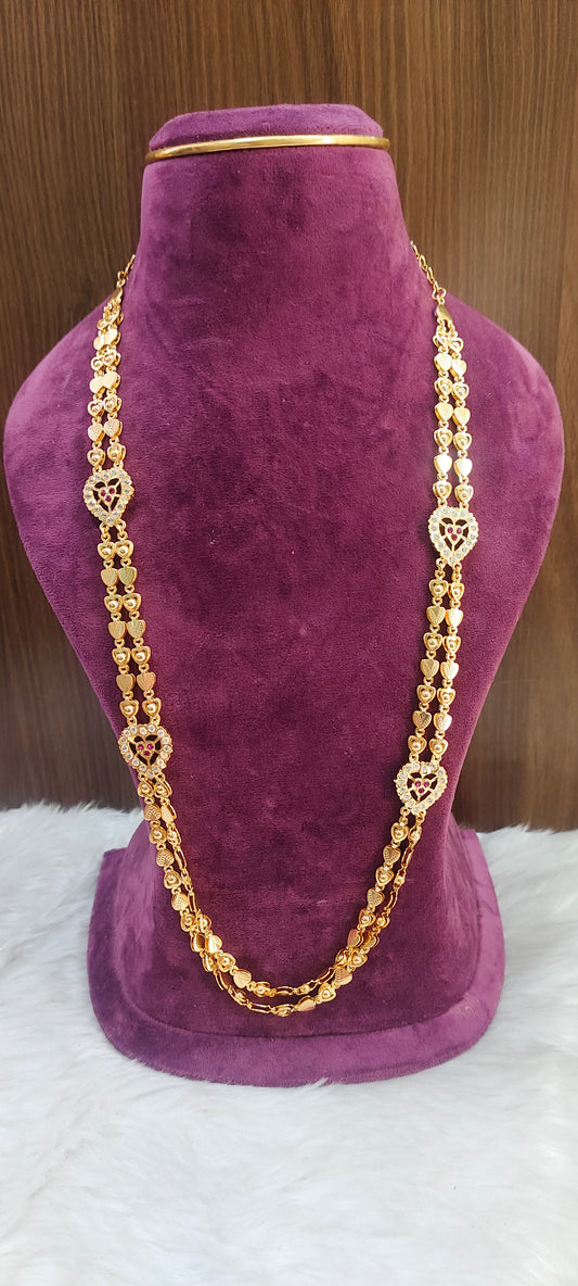 Pure panchaloham heart shape long haram  with 28" length