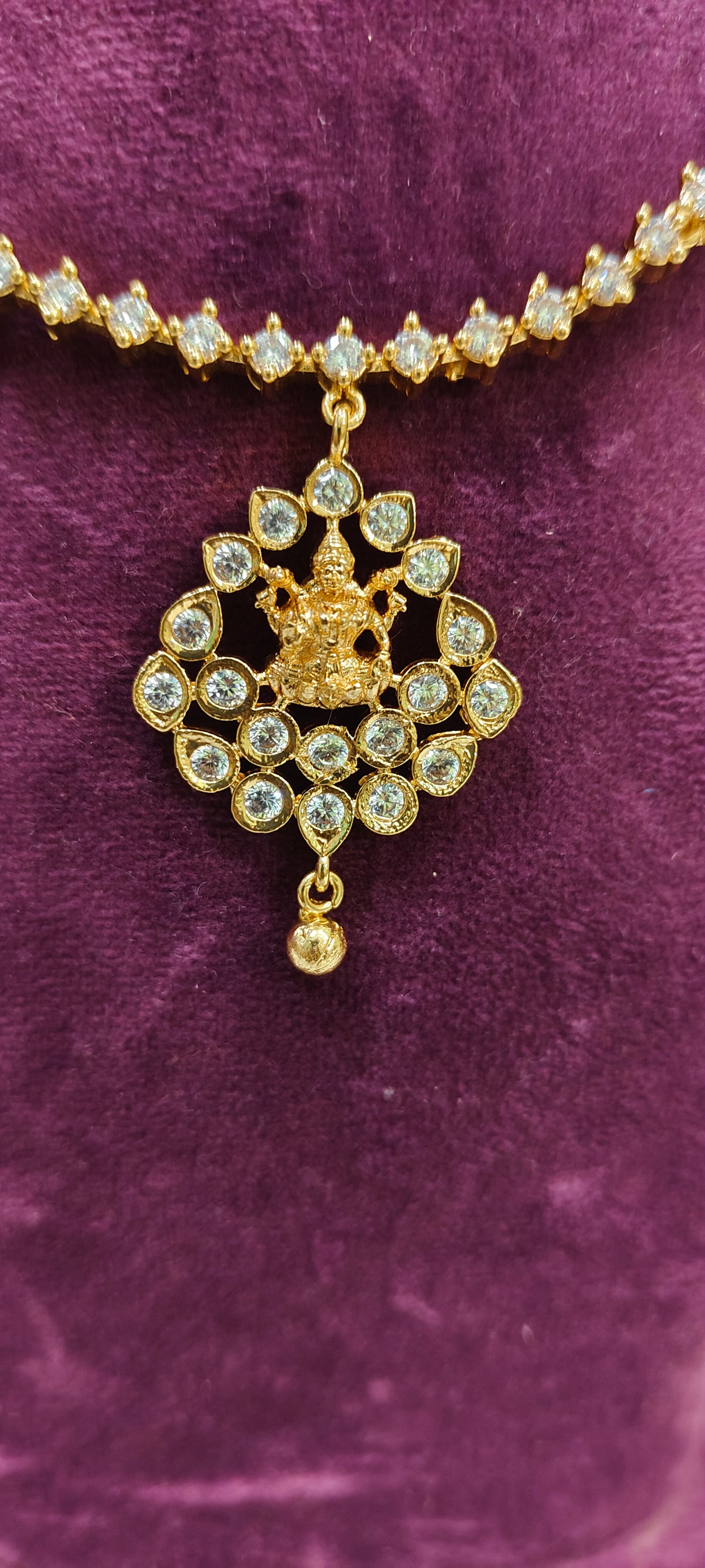 Pure panchaloham dimond look necklace set