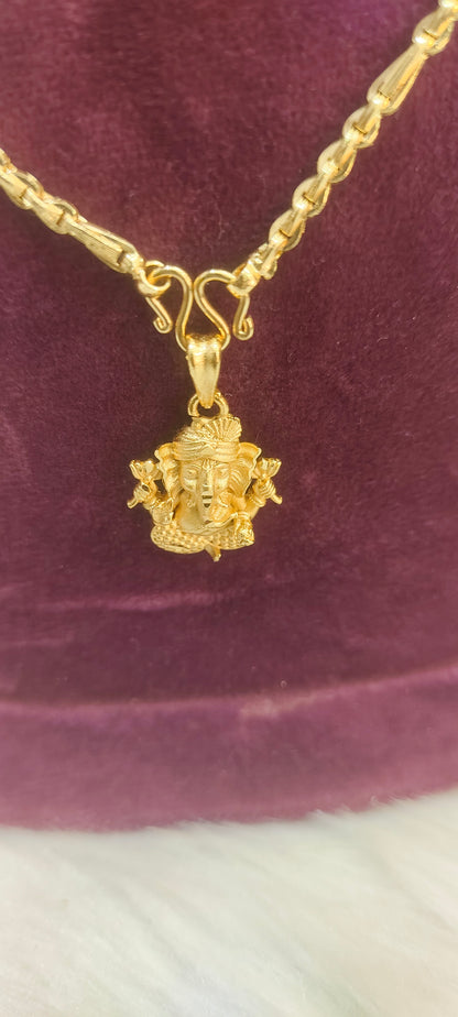 Premium micro gold plated 20" length ganesh pendant chain