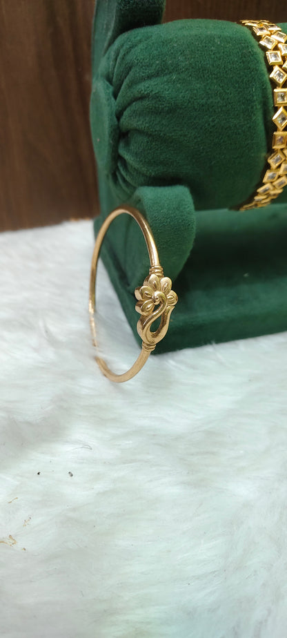 Pure panchaloham polished diamond cut bangles and unpolished peacock kada bangle