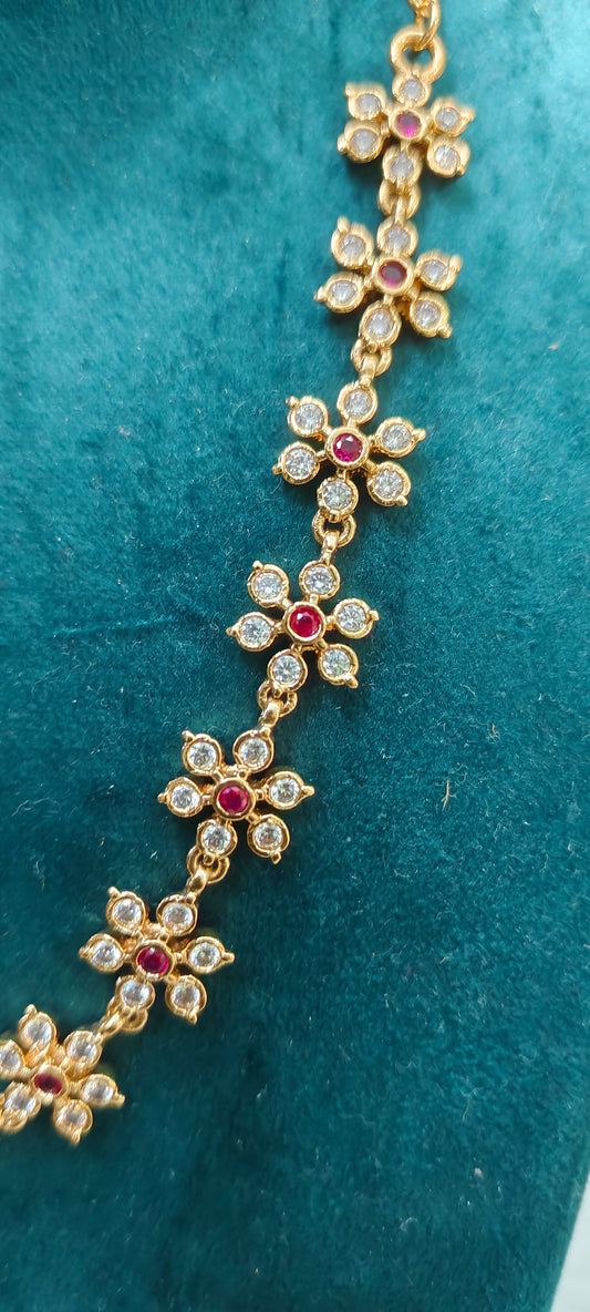 Pure panchaloham daimond look ruby white necklace