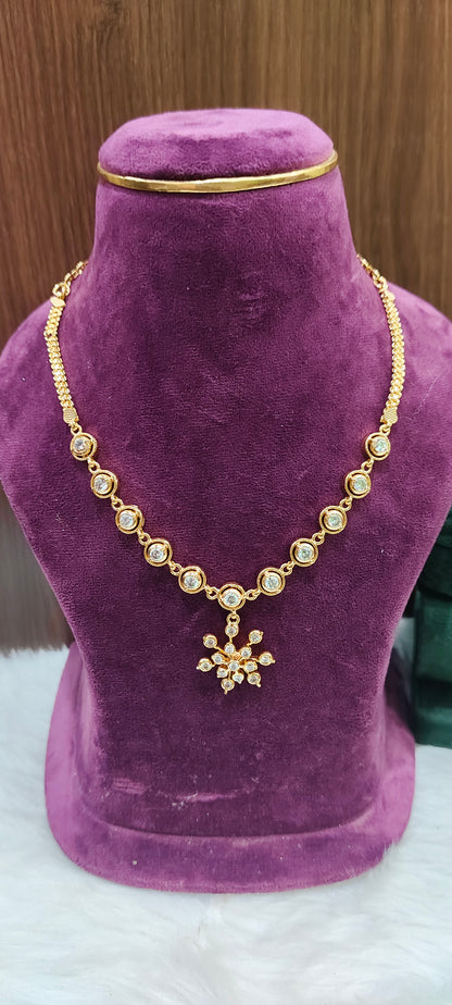Pure panchaloham necklace with (2.6) size bangles combo