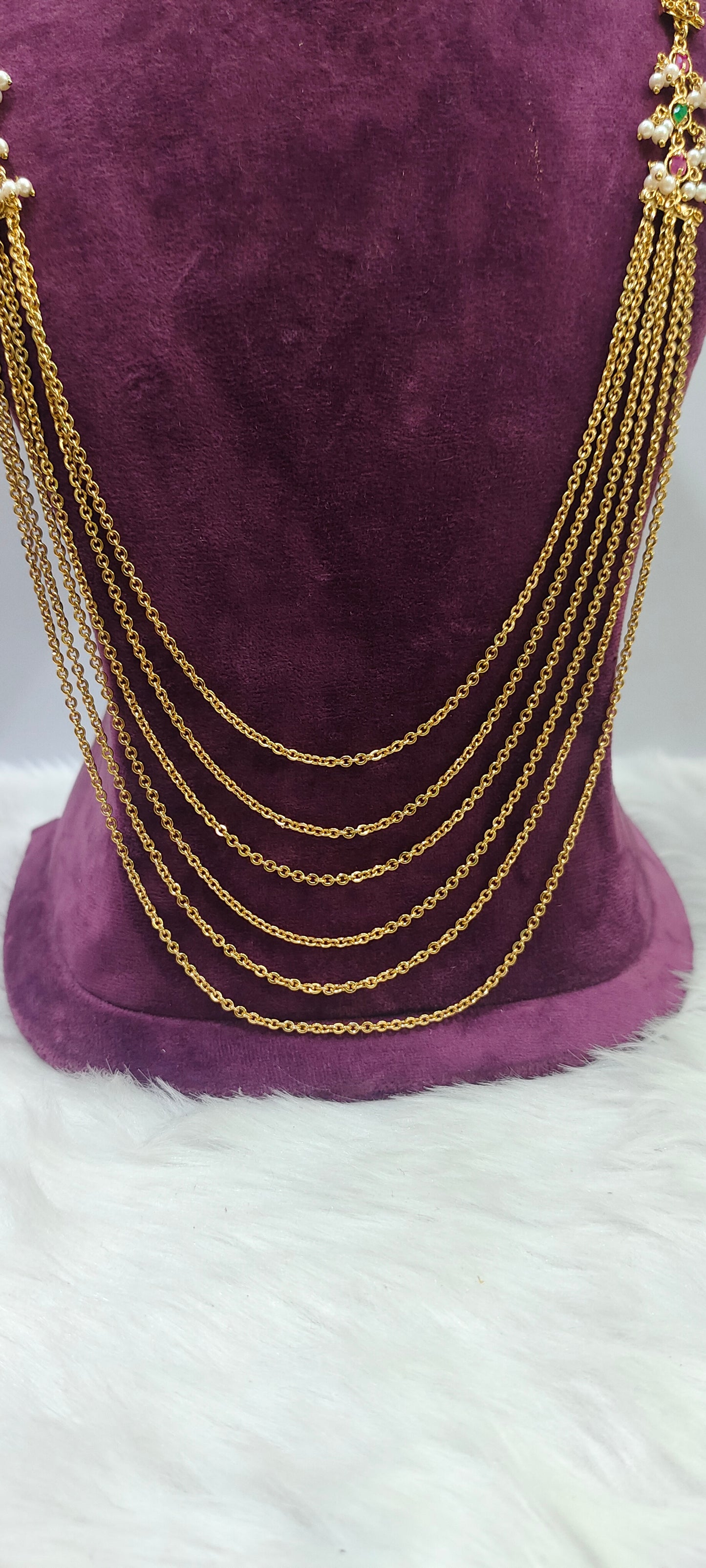 Premium nakshi 32" length step Chandraharam with earrings