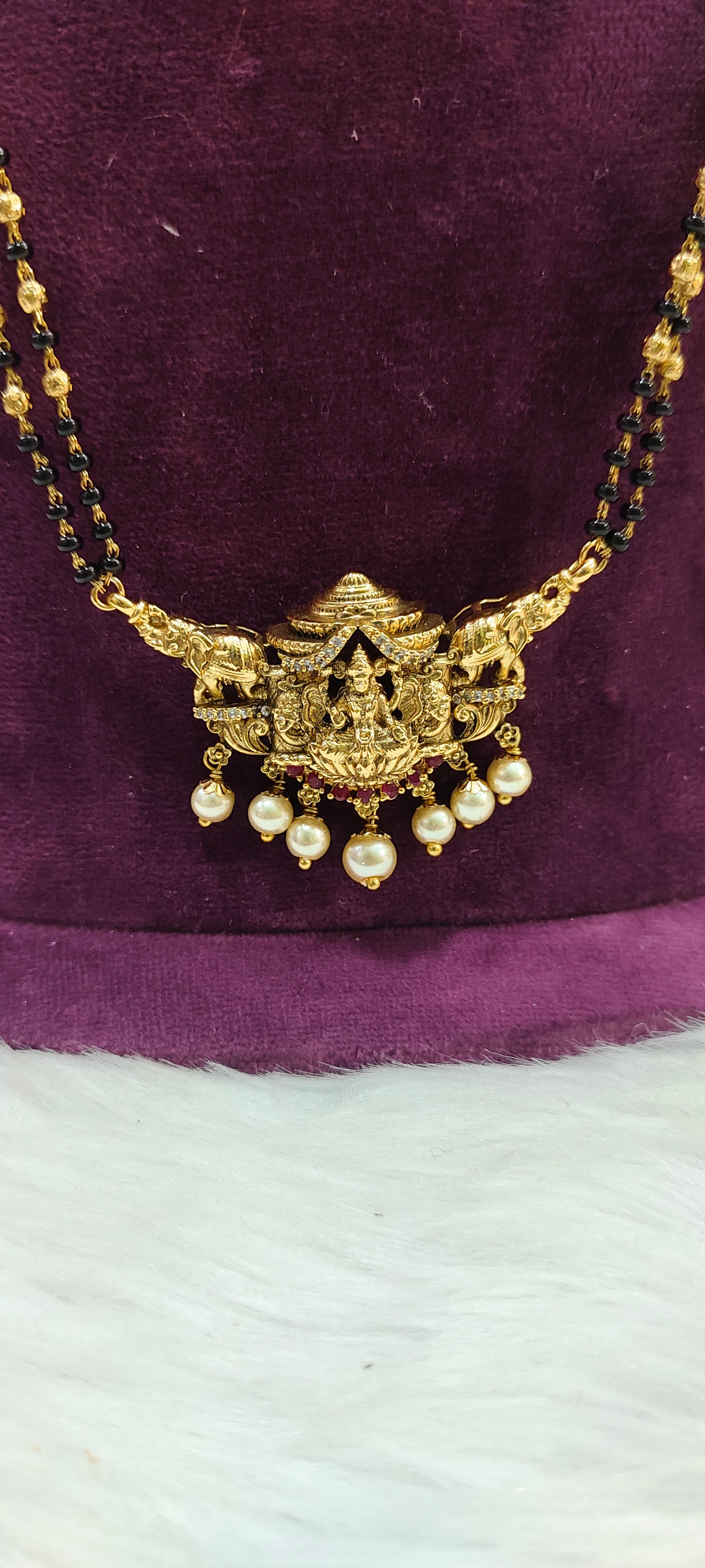 Premium nakshi black beads with necklace set combo