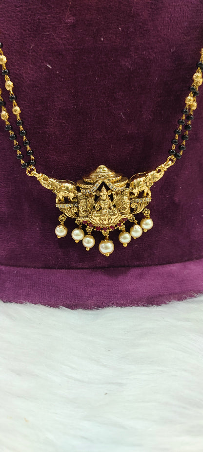 Premium nakshi black beads with necklace set combo