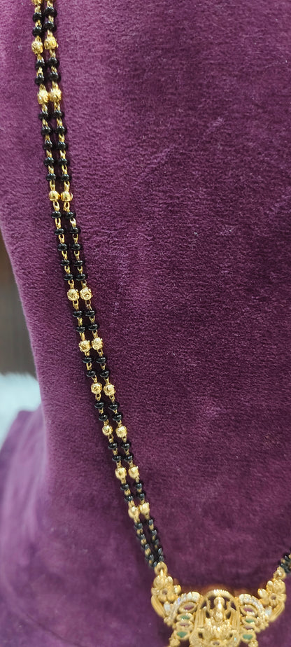 Premium nakshi 28" length 2 line black beads