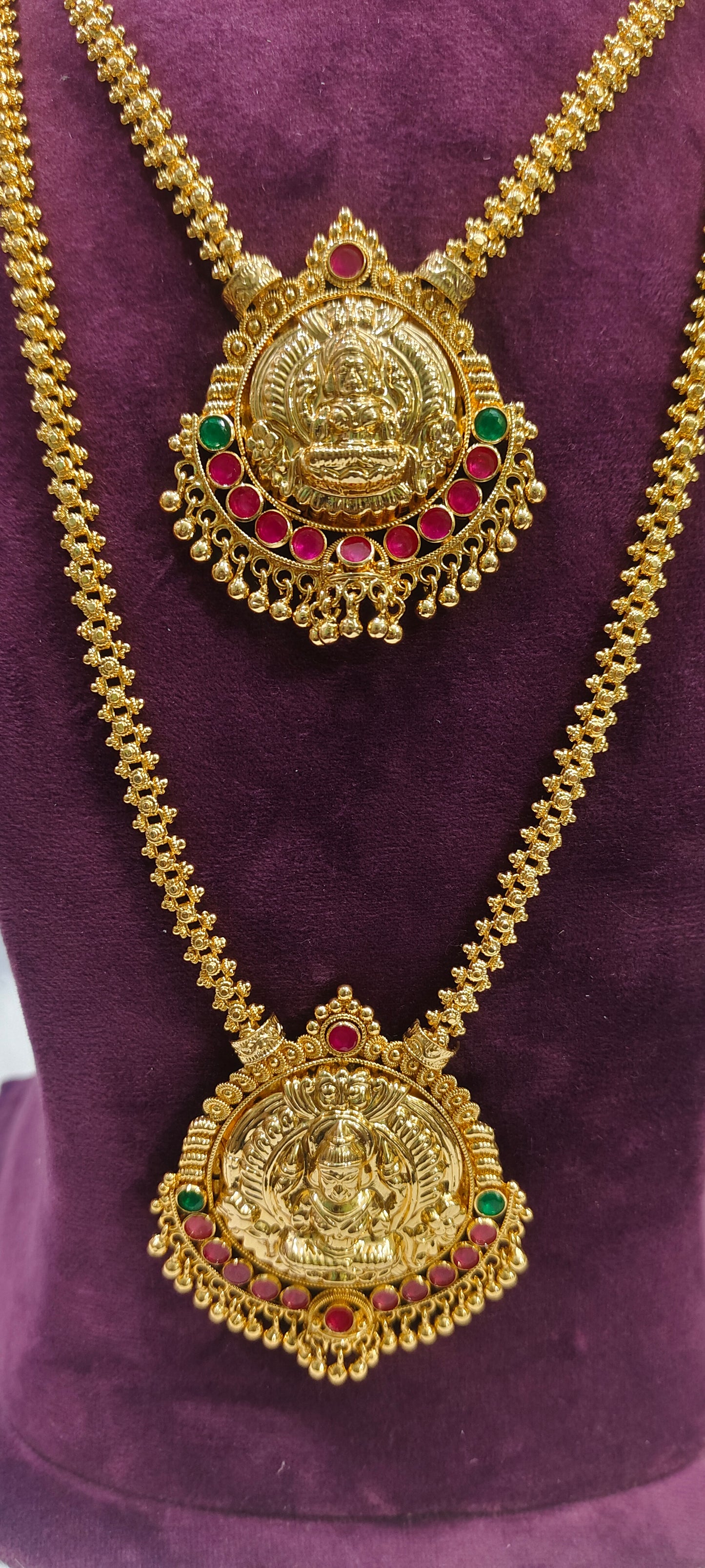 Premium micro gold plated pendent chain 26" length and 20" length pendant chain combo