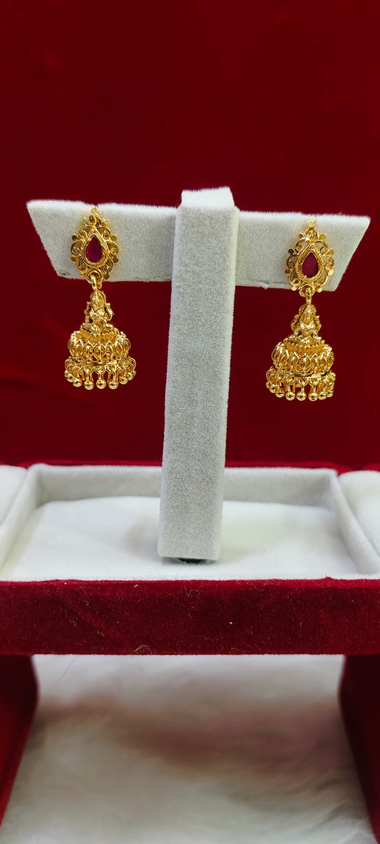 Stunning gold look Lakshmi Devi jumkas