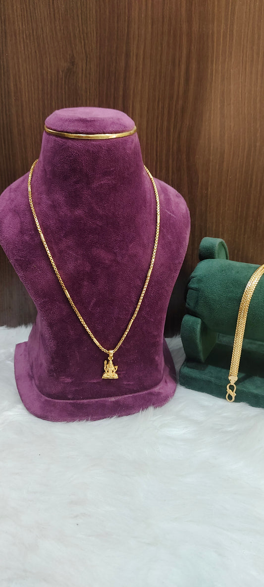 100 %gold look 18" length loard siva chain with 8" mens bracelet