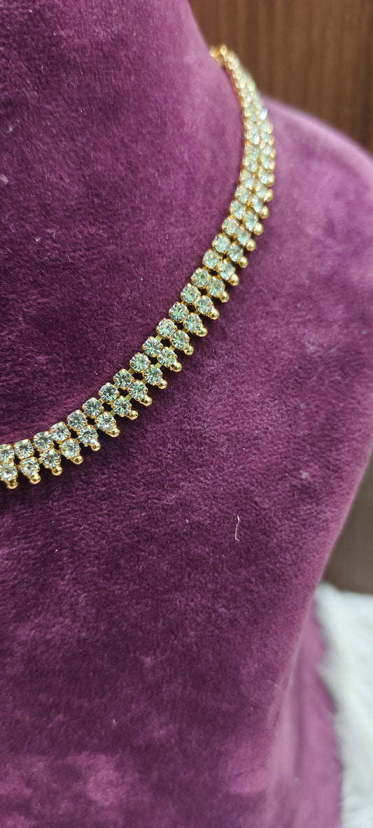 Premium micro gold plated dimond look necklace