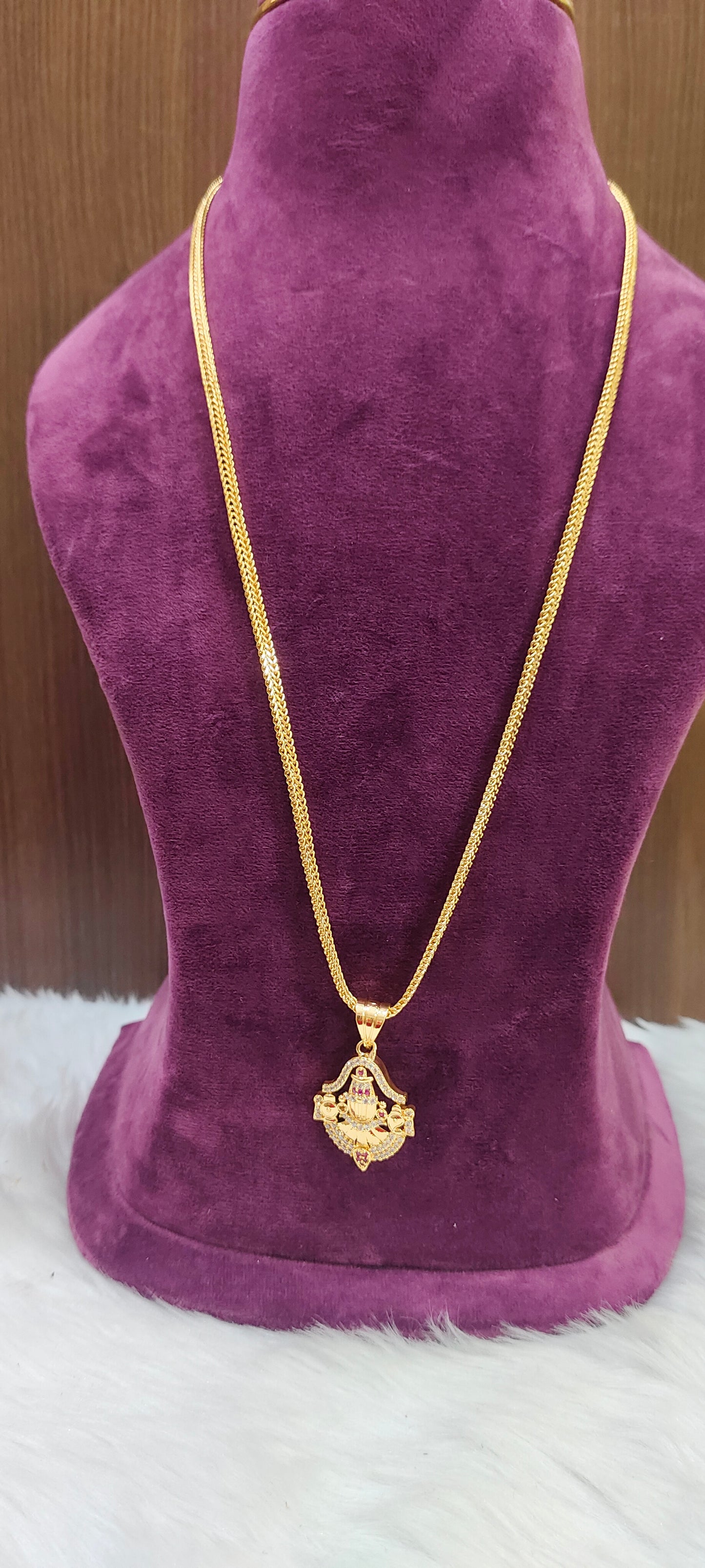 Premium micro gold plated daily wear 26" balaji pendant chain