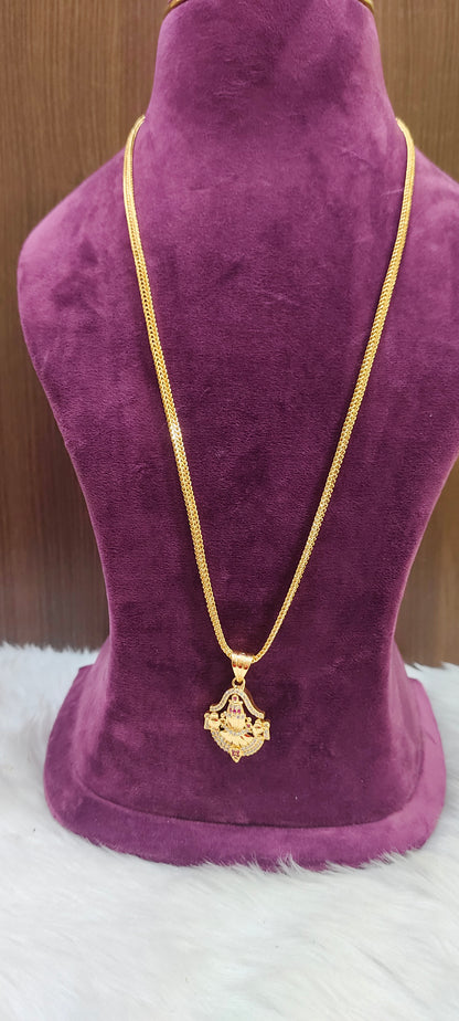 Premium micro gold plated daily wear 26" balaji pendant chain