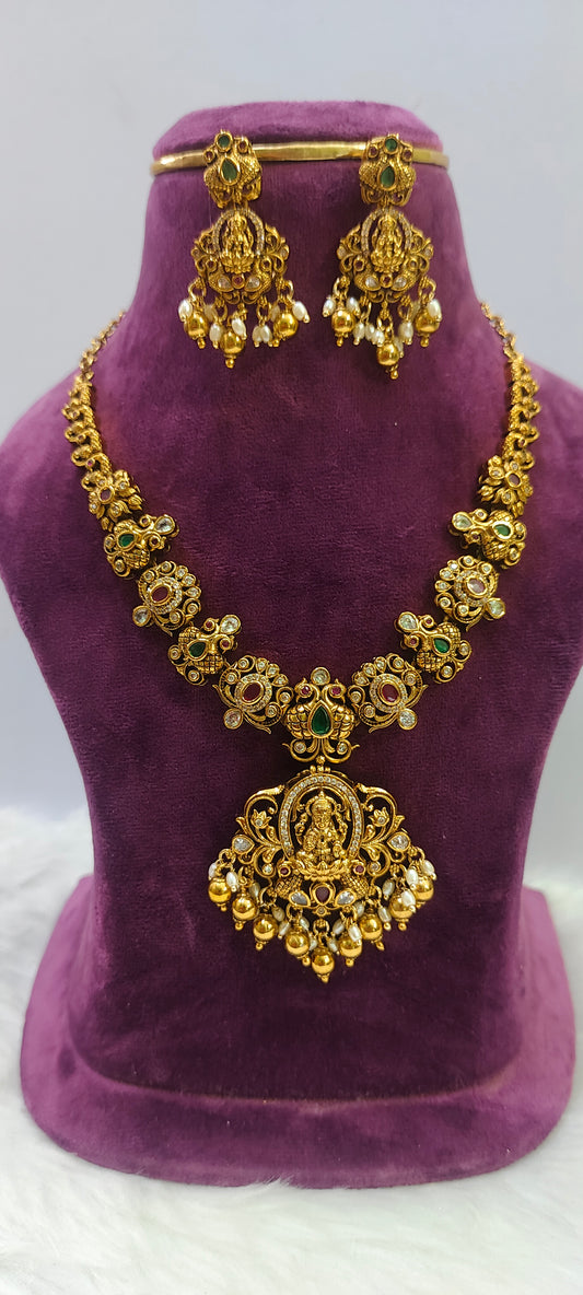 Premium antique nakshi necklace set