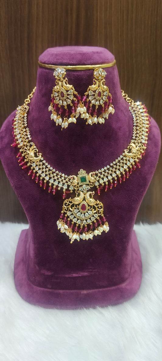 Stunning nakshi dimond look necklace set