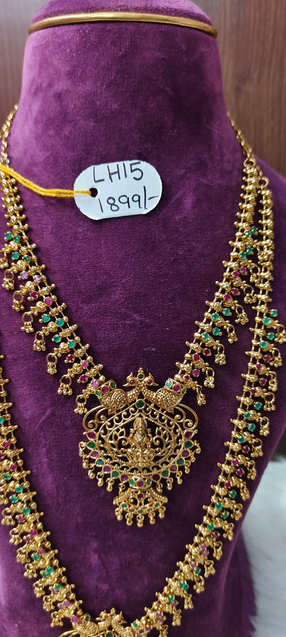 Premium gold look muvvala haram comboset
