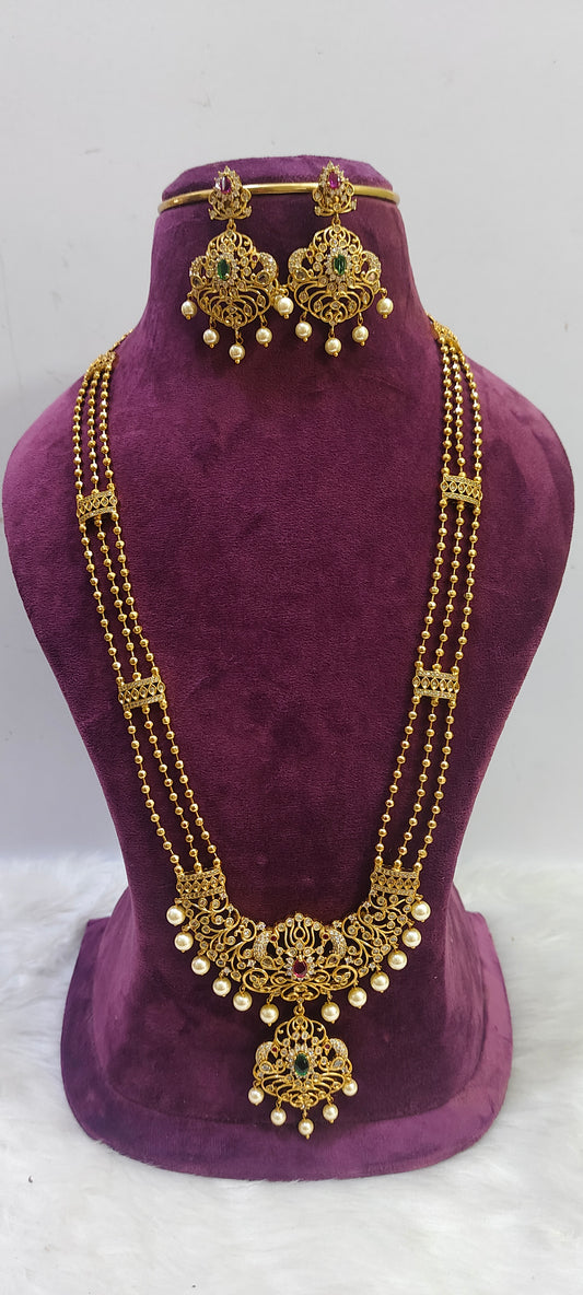 Antique heavy look u shaped long haram set