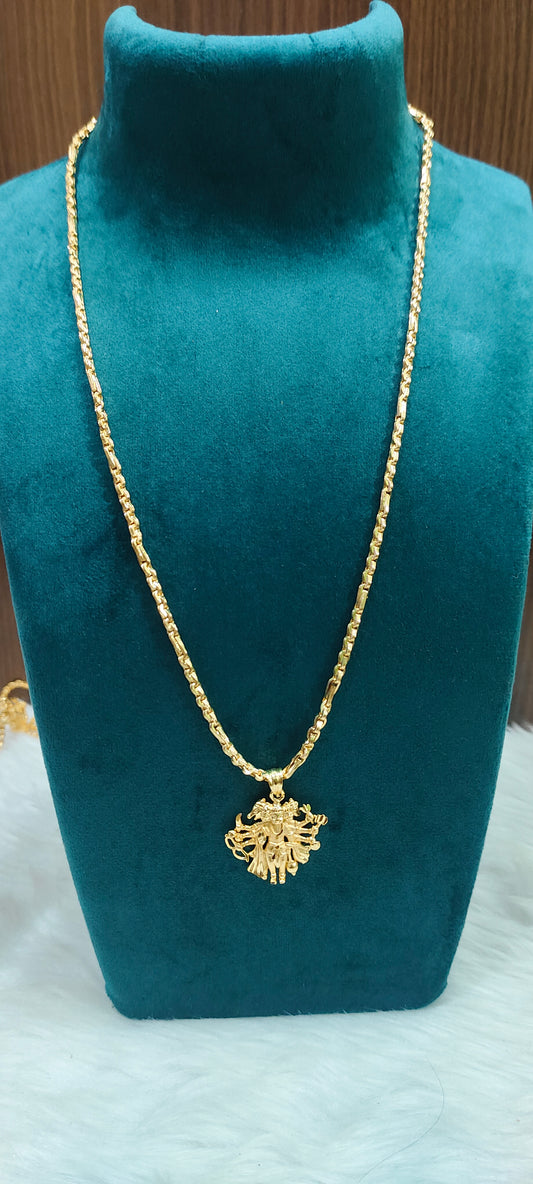 Premium micro gold plated 20" length 5+1 chain with panchamukhi hanuman locket