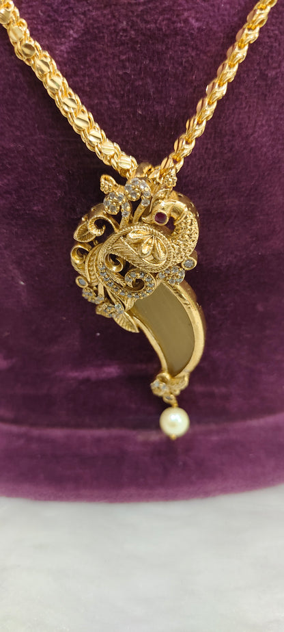 Premium micro gold plated 20" length chain with nakshi puligoru lock