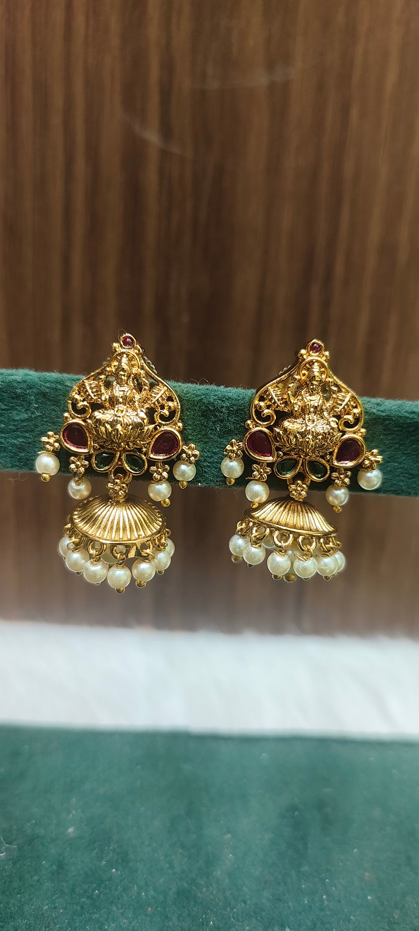 Premium gold look cute Lakshmi Devi jumkas