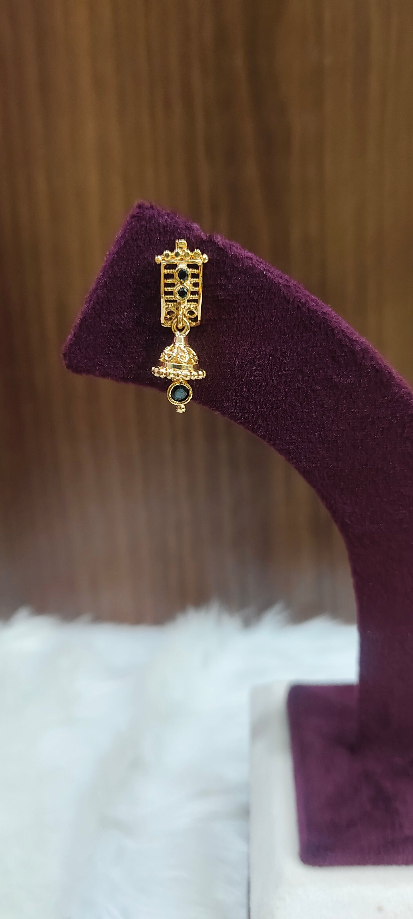 Premium micro gold plated 18" length 6 line spinner black beads and earrings combo