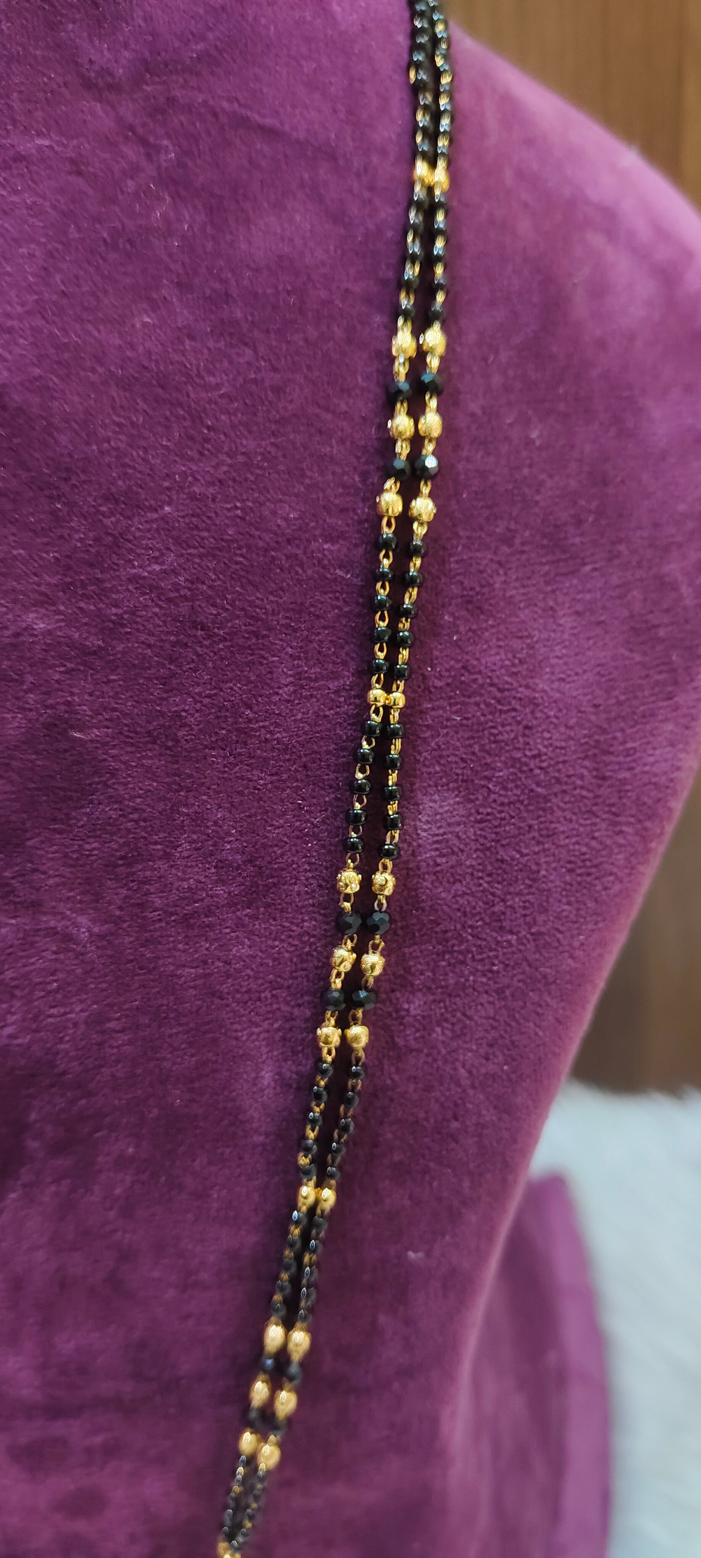 Premium nakshi 28" length 2 line long black beads