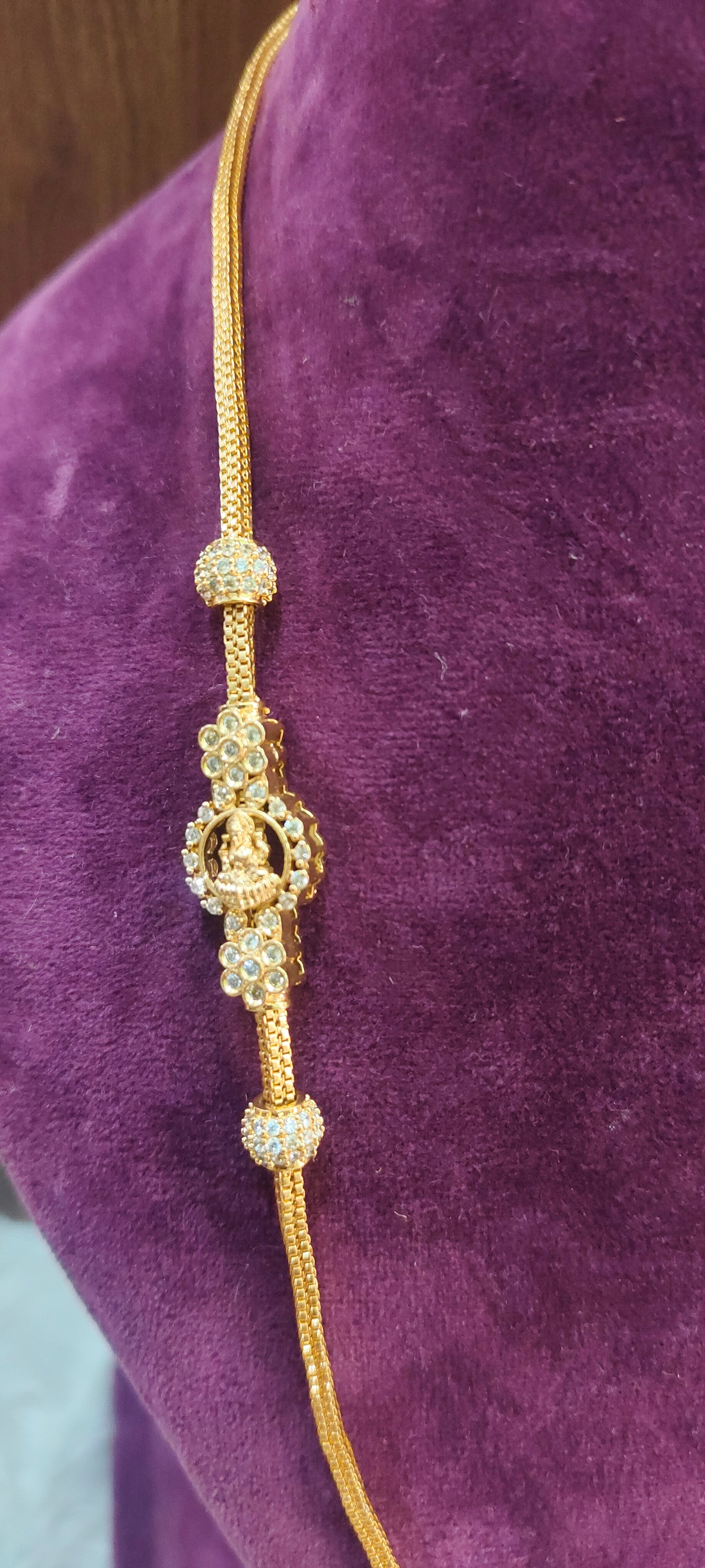 Premium micro gold plated 24" length Lakshmi Devi pendant thali chain