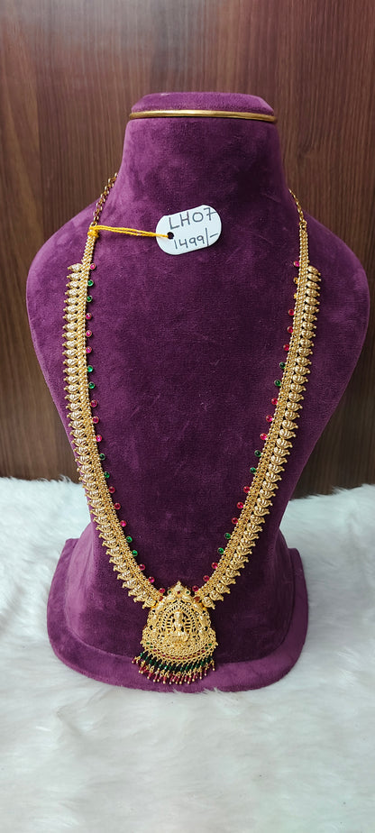 Premium micro gold plated 30" long haram with Lakshmi Devi pendant