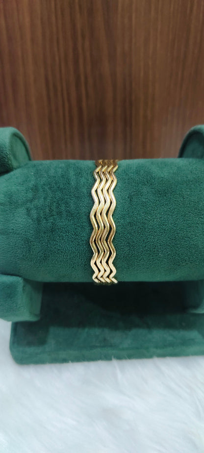 Pure panchaloham unpolished wave bangles