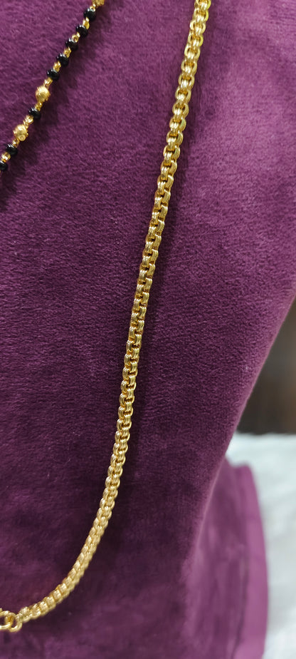 Premium micro gold plated 3 set combo (26" bharati model thali chain,18" black beads,vanki ring)