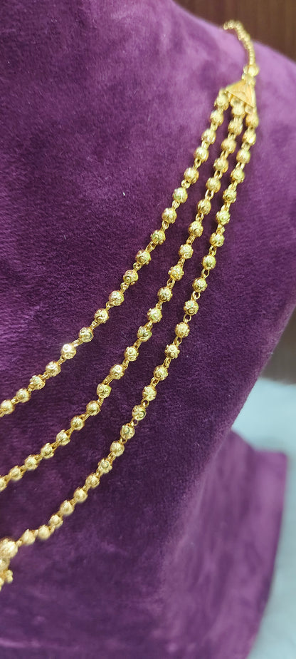 Stunning gold plated 18" length 3 step dd balls  step chain