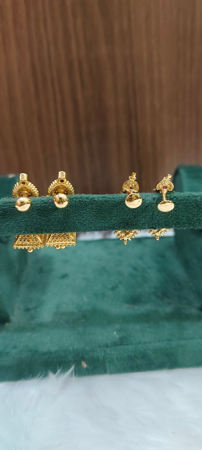 Premium micro gold plated daily wear 2 earrings combo