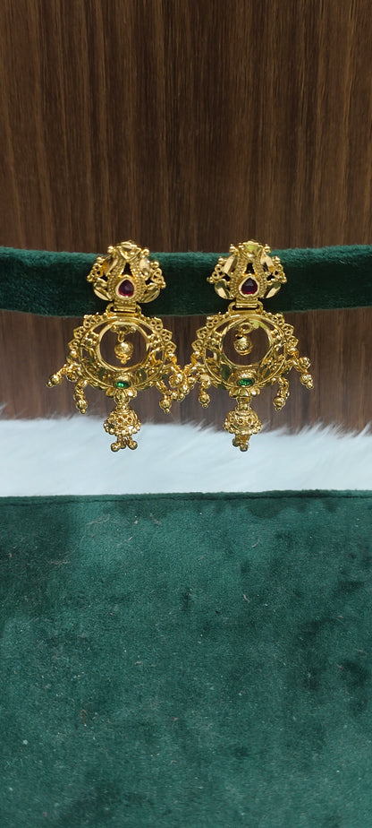 Premium micro gold light weight chandbali earrings
