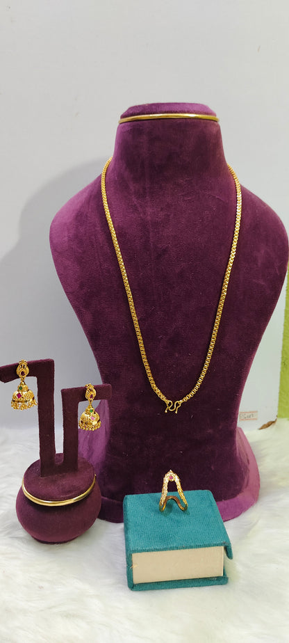 Premium 3 set combo ( 24" length Thali chain,vanki ring, jumkas)