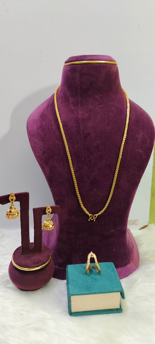 Premium 3 set combo ( 24" length Thali chain,vanki ring, jumkas)