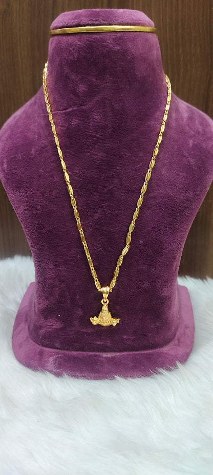 Premium micro gold plated 18" length rice model chain with Balaji pendant