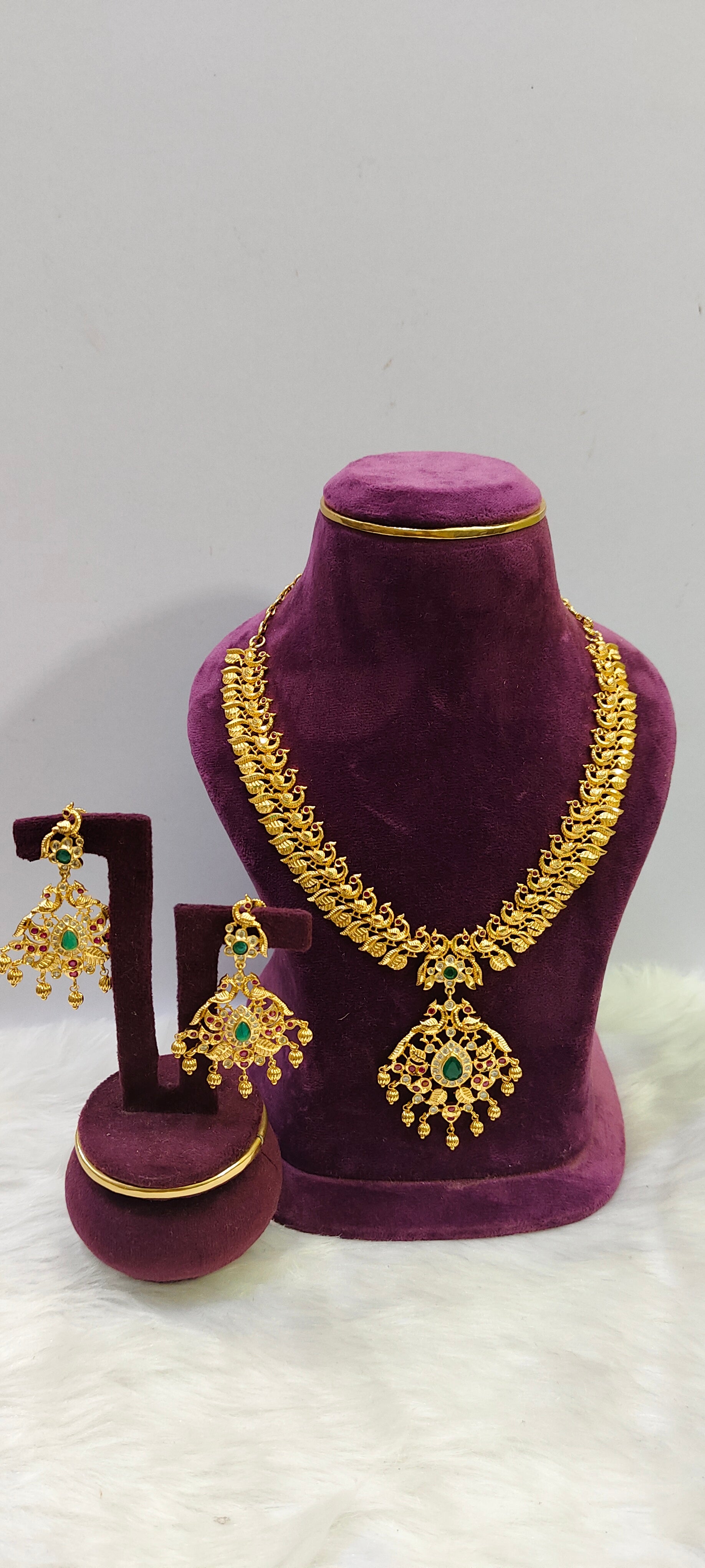 100% gold look necklace set – Paanchajanya Jewels