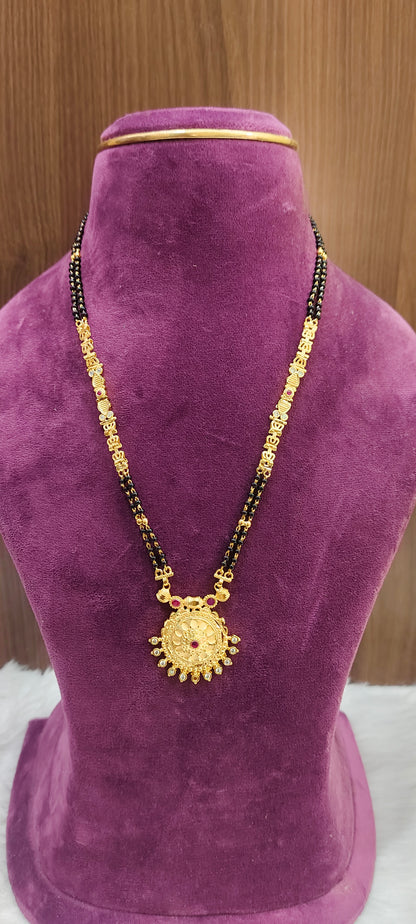 100% gold look 22" length 2 line black beads