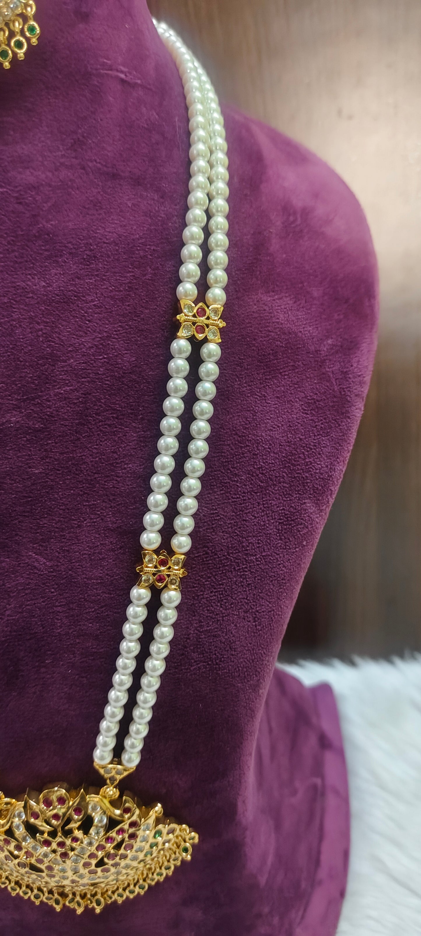 Pure panchaloham 28" length rani haram with earrings