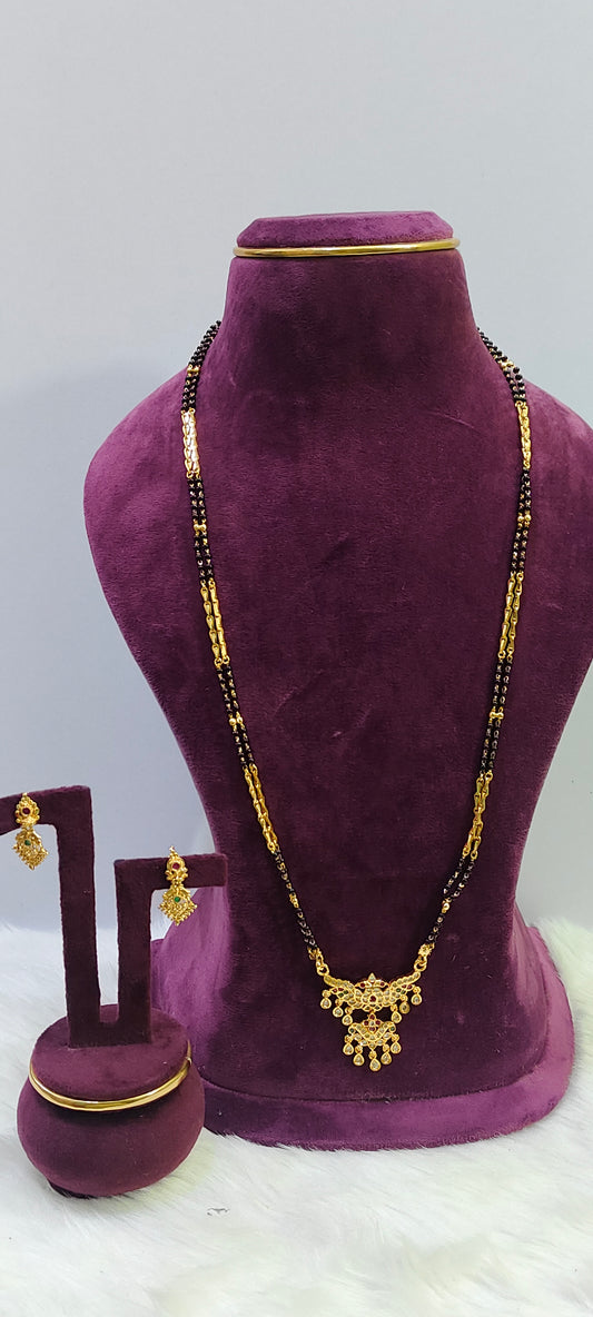 Daily wear black beads with earrings ( combo)